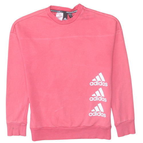 adidas Girls Pink Graphic Logo Pullover Sweatshirt – 14 Years