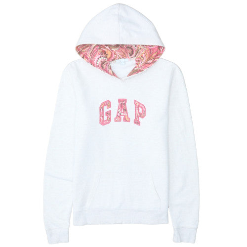 GAP Women White Pullover Hoodie S Stretch Cotton Blend Logo