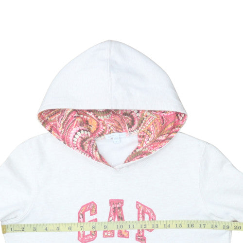 GAP Women White Pullover Hoodie S Stretch Cotton Blend Logo