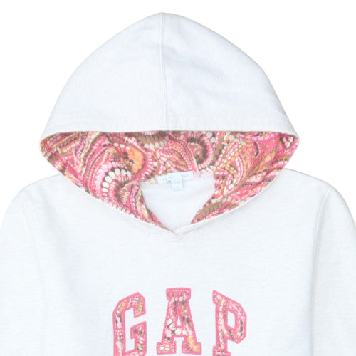 GAP Women White Pullover Hoodie S Stretch Cotton Blend Logo