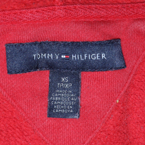 Tommy Hilfiger Men's Red Full Zip Hoodie XS Classic Logo Fleece