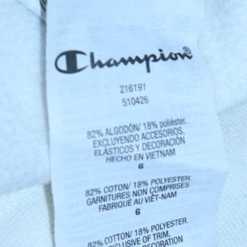 Champion Mens White Logo Zip Pocket Crew Neck Sweatshirt Size L