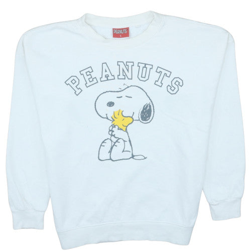 Peanuts Women's White Snoopy Sweatshirt L Crew Neck Pullover