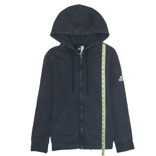 Adidas Women Black Full Zip Hoodie L Hooded Sweatshirt