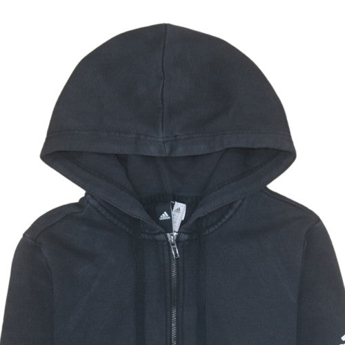 Adidas Women Black Full Zip Hoodie L Hooded Sweatshirt