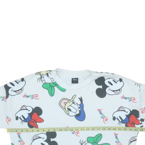 Disney Womens White Multicoloured Pullover Sweatshirt Size L 16-18 Cartoon Print
