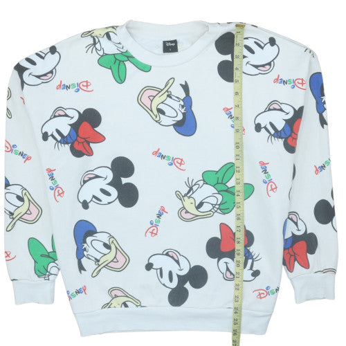 Disney Womens White Multicoloured Pullover Sweatshirt Size L 16-18 Cartoon Print