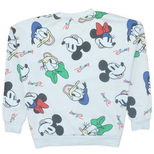 Disney Womens White Multicoloured Pullover Sweatshirt Size L 16-18 Cartoon Print