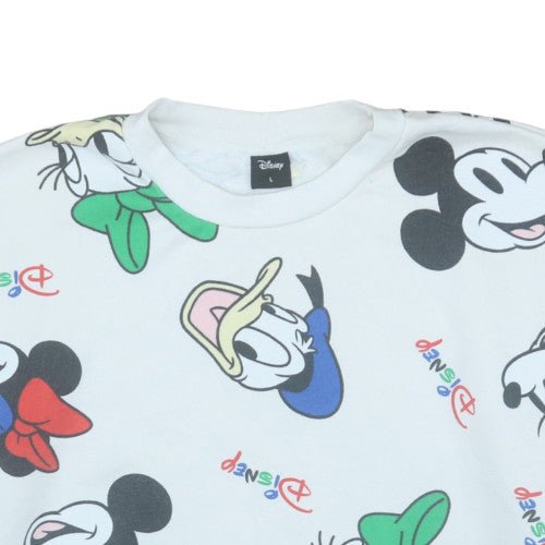 Disney Womens White Multicoloured Pullover Sweatshirt Size L 16-18 Cartoon Print