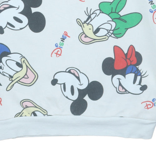 Disney Womens White Multicoloured Pullover Sweatshirt Size L 16-18 Cartoon Print