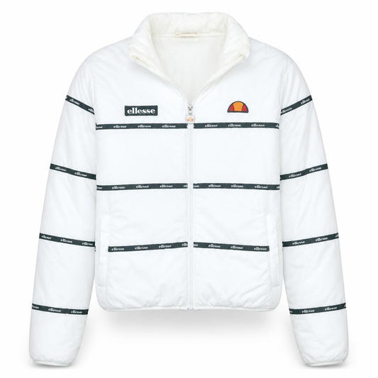 Front view of Ellesse women’s white uk 6 puffer windbreaker jacket polyester lined