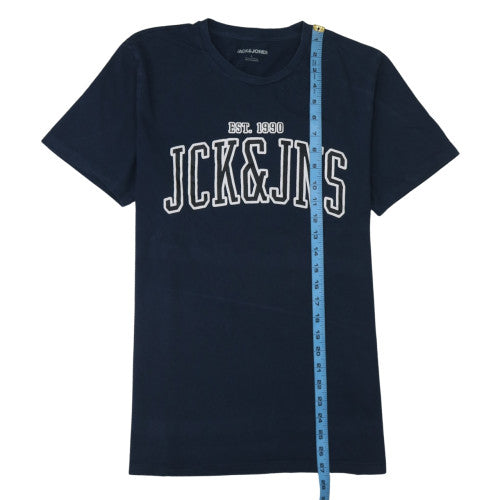 Jack & Jones Men's Blue Graphic Crew Neck Cotton T-Shirt Size L