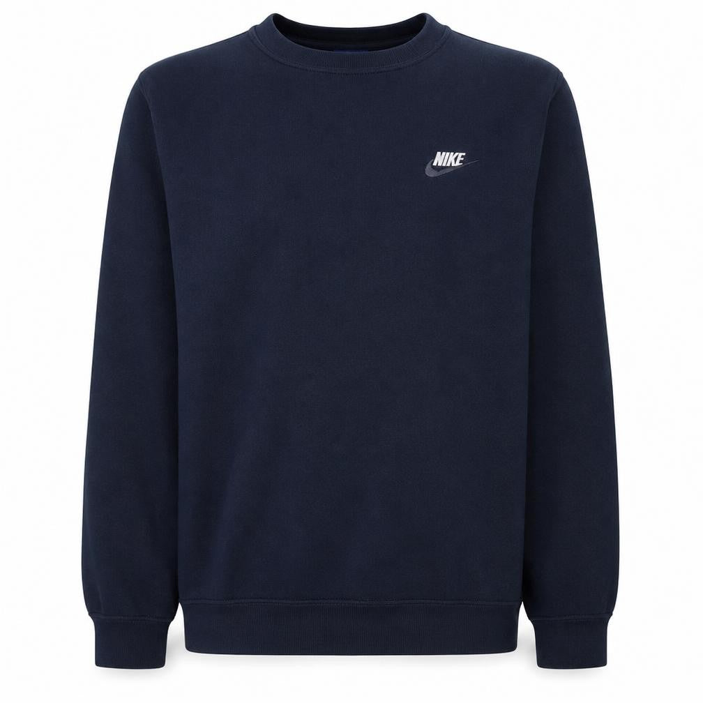 Front view of Nike Men's Blue Small Pullover Crew Neck Fleece Sweatshirt