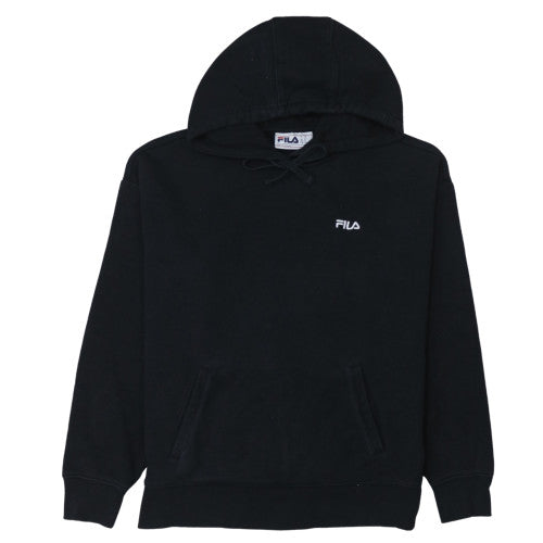 FILA Men's Black Pullover Hoodie Size M Logo Fleece Sweatshirt