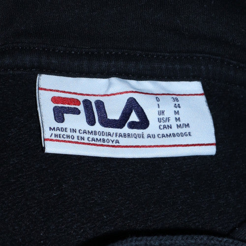 FILA Men's Black Pullover Hoodie Size M Logo Fleece Sweatshirt