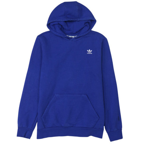 Adidas Boys Blue Pullover Hoodie 15-16 Years Fleece Trefoil Logo Sweatshirt
