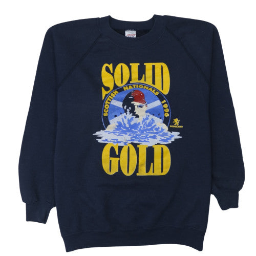 Jerzees Men's Navy Solid Gold 1996 Graphic Sweatshirt Size L