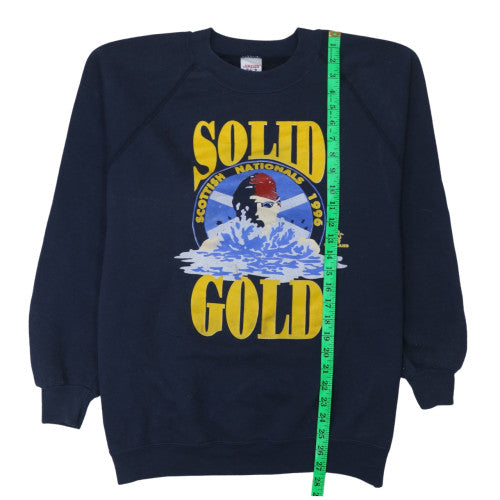 Jerzees Men's Navy Solid Gold 1996 Graphic Sweatshirt Size L