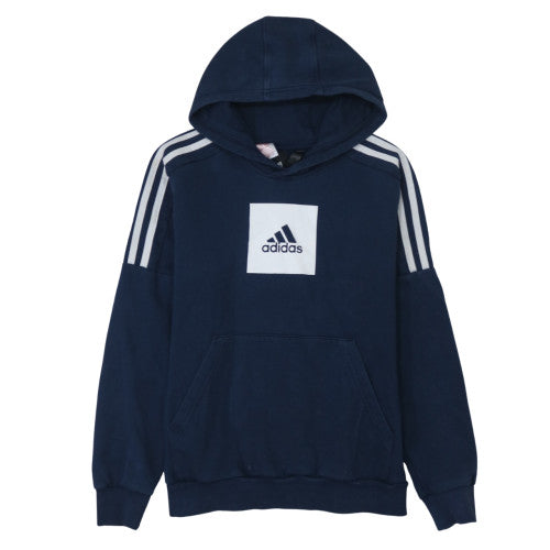 Adidas Boys Blue Pullover Hoodie 13-14 Years Regular Fit Fleece Sweatshirt