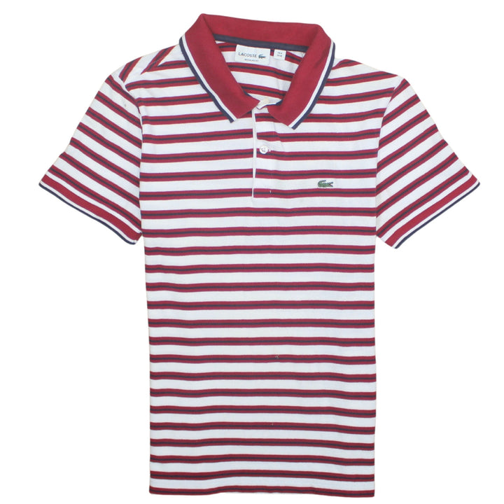 Lacoste Men’s Red White Striped Regular Fit Cotton Polo Shirt M