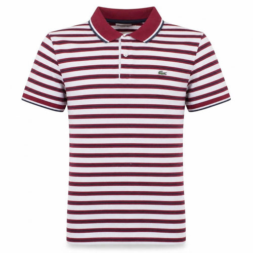 Lacoste Men’s Red White Striped Regular Fit Cotton Polo Shirt M