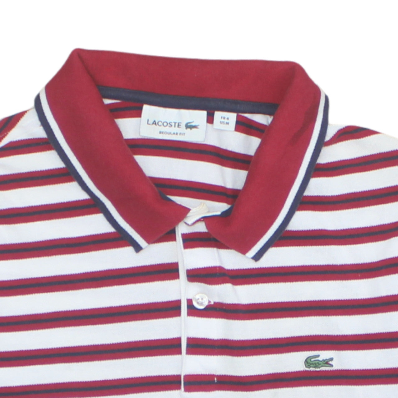 Lacoste Men’s Red White Striped Regular Fit Cotton Polo Shirt M