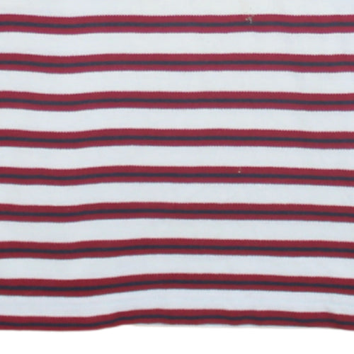Lacoste Men’s Red White Striped Regular Fit Cotton Polo Shirt M