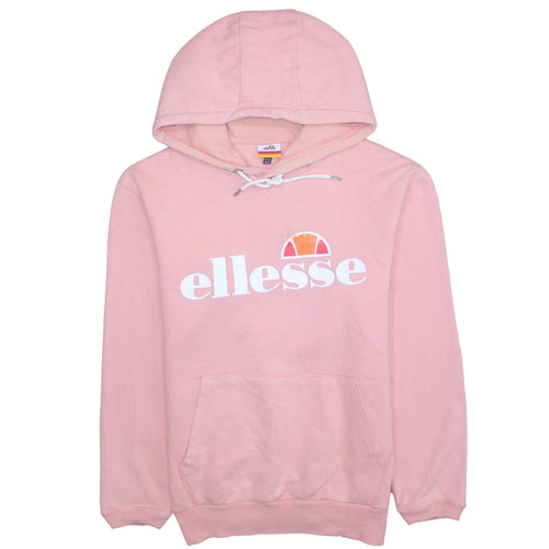 Ellesse Womens Pink Hoodie UK 12 Cotton Blend Long Sleeve Pullover