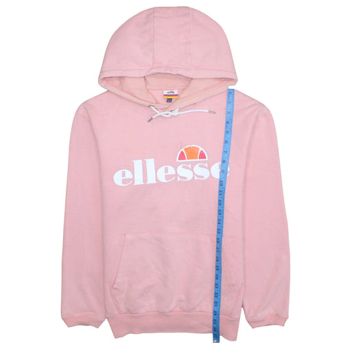 Ellesse Womens Pink Hoodie UK 12 Cotton Blend Long Sleeve Pullover