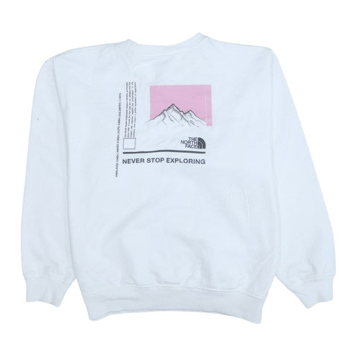 The North Face Womens White Small Crew Neck Pullover Sweatshirt