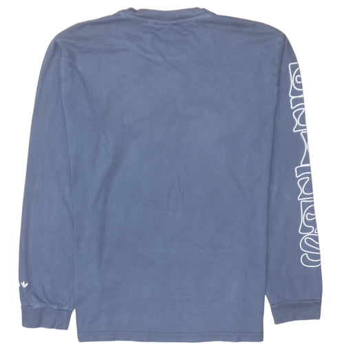 Adidas Men's Blue Long Sleeve Graphic Cotton Top Size L