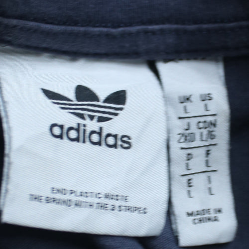 Adidas Men's Blue Long Sleeve Graphic Cotton Top Size L