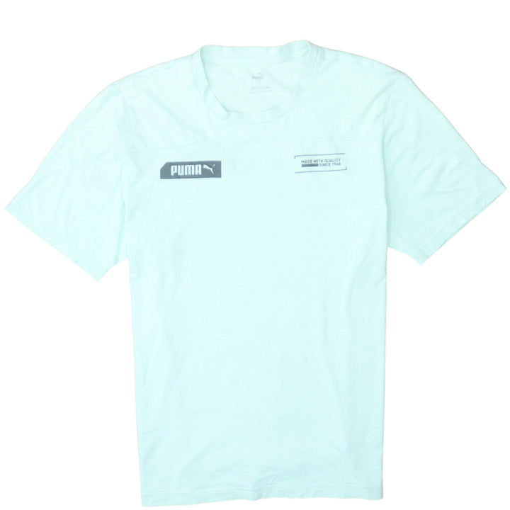 Puma Men's Light Green Crew Neck Short Sleeve Cotton T-Shirt Size L
