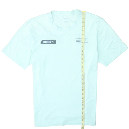 Puma Men's Light Green Crew Neck Short Sleeve Cotton T-Shirt Size L