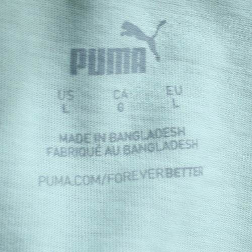 Puma Men's Light Green Crew Neck Short Sleeve Cotton T-Shirt Size L