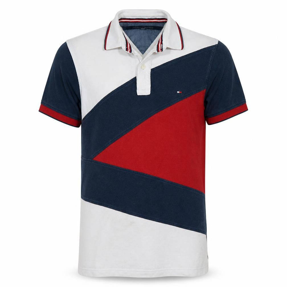 Front view of Tommy Hilfiger Men's Multicoloured Cotton Polo Shirt, size S