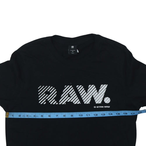 G-Star RAW Men's Black Slim Fit Graphic Logo T-Shirt Size M
