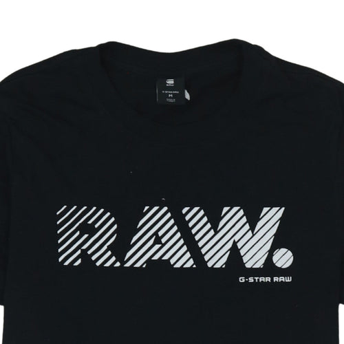 G-Star RAW Men's Black Slim Fit Graphic Logo T-Shirt Size M