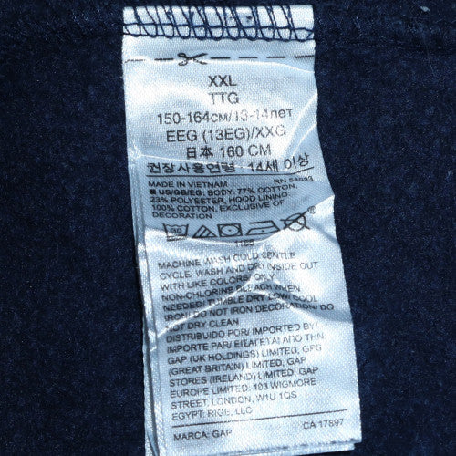 GAP Boys Blue Full Zip Fleece Hoodie 14-15 Years Logo Front Sweatshirt