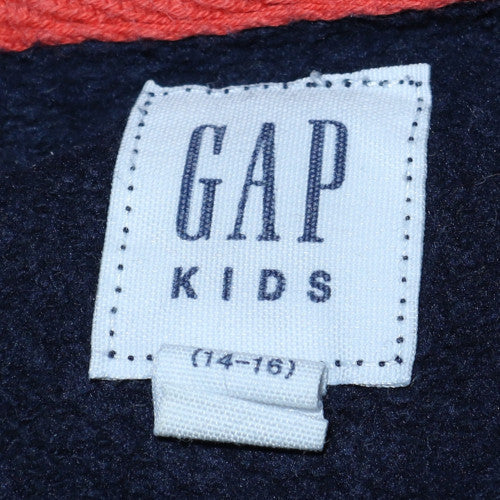 GAP Boys Blue Full Zip Fleece Hoodie 14-15 Years Logo Front Sweatshirt