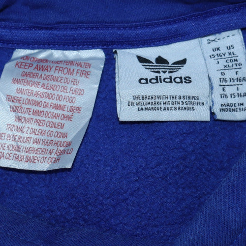 Adidas Boys Blue Pullover Hoodie XL 15-16 Years Cotton Blend Fleece