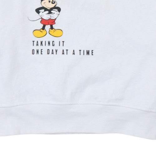 Disney Primark Women White Mickey Mouse Pullover Hoodie Size 2XS