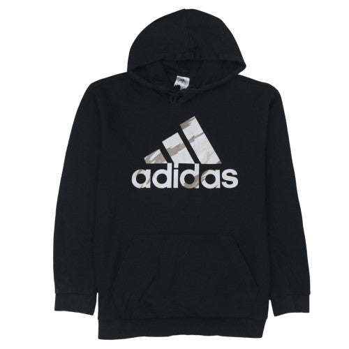 Adidas Men’s Black Pullover Hoodie M Graphic Logo Fleece Sportswear