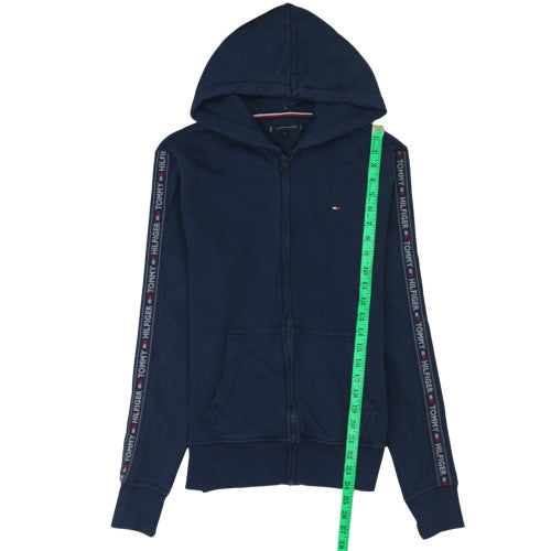 Tommy Hilfiger Mens Blue Full Zip Hoodie M Logo Cotton Sweatshirt