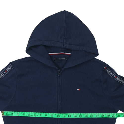 Tommy Hilfiger Mens Blue Full Zip Hoodie M Logo Cotton Sweatshirt