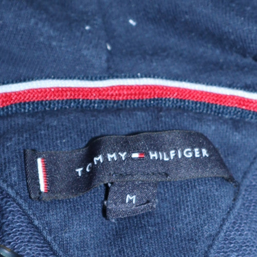 Tommy Hilfiger Mens Blue Full Zip Hoodie M Logo Cotton Sweatshirt