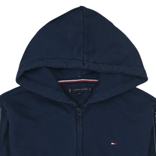 Tommy Hilfiger Mens Blue Full Zip Hoodie M Logo Cotton Sweatshirt