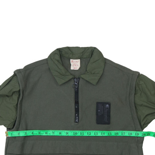 Champion Men's Green Small 1/2 Zip Collared Sweatshirt