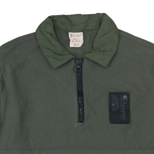 Champion Men's Green Small 1/2 Zip Collared Sweatshirt