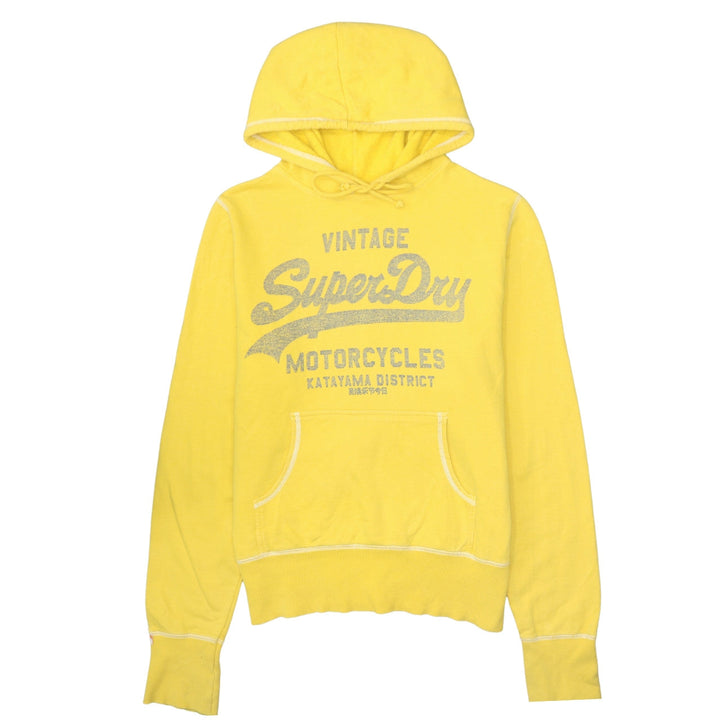 Superdry Mens Yellow Vintage Motorcycle Hoodie Size M